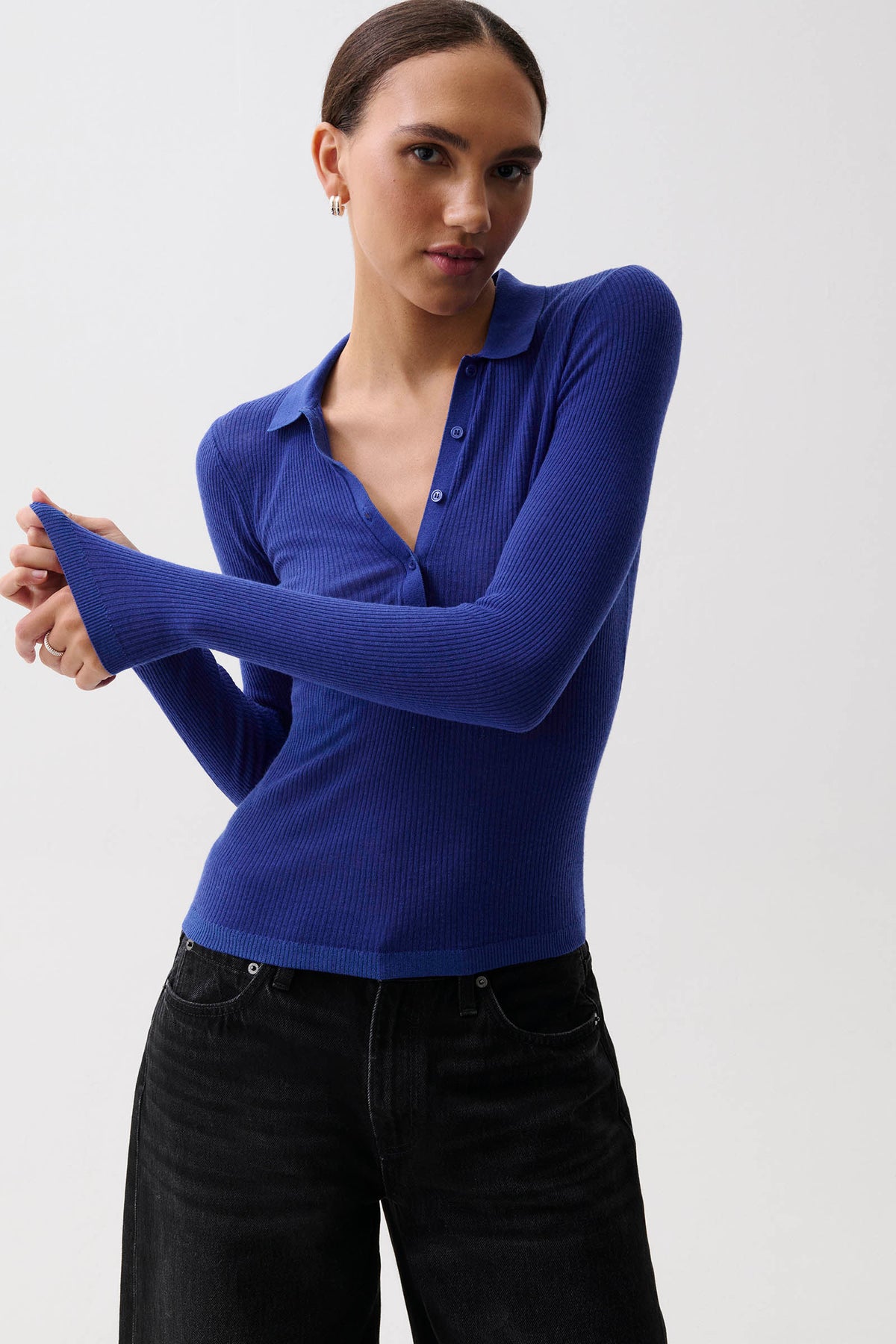 Elise Featherweight Polo Henley - Sapphire