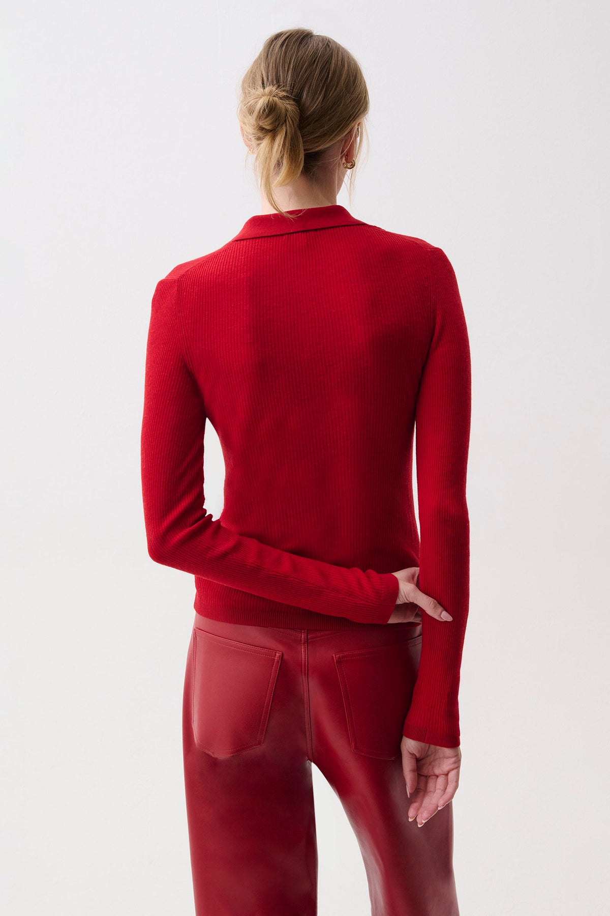 Elise Featherweight Polo Henley - Savvy Red