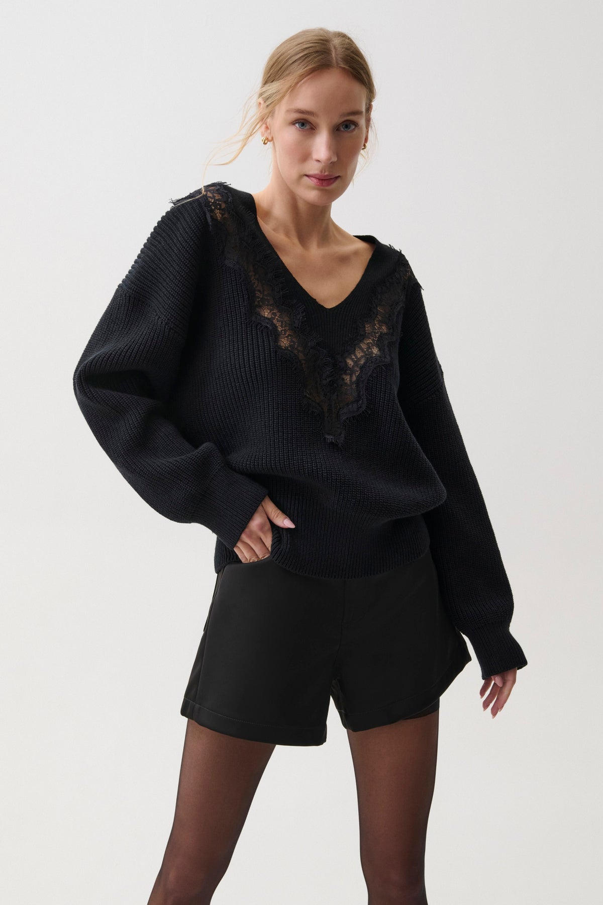 Chiara Lace Sweater - Black
