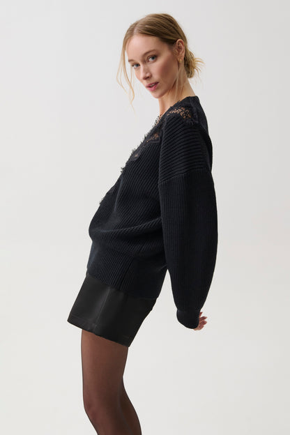 Chiara Lace Sweater - Black