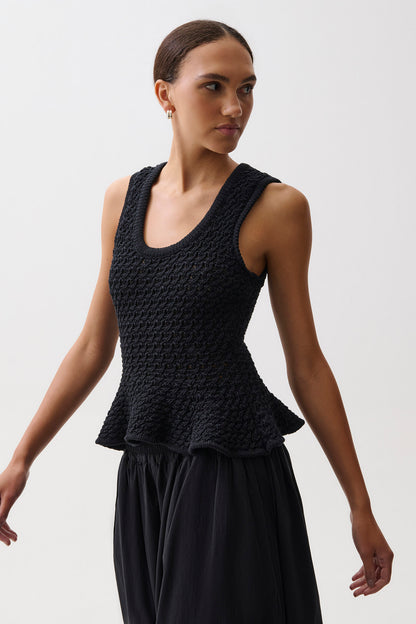 Anna Puplum Sweater - Black