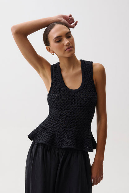 Anna Puplum Sweater - Black
