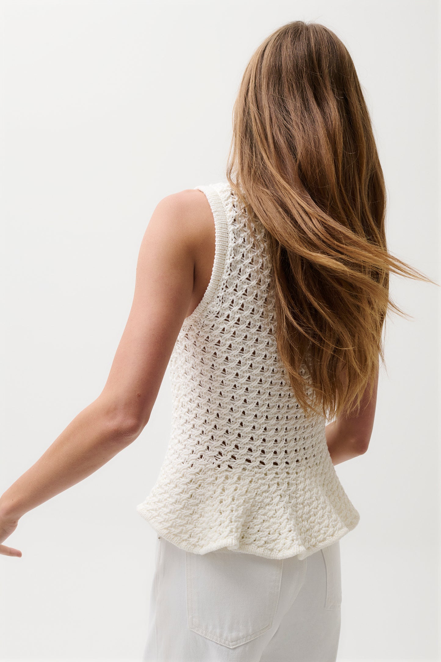 Anna Peplum Sweater - White