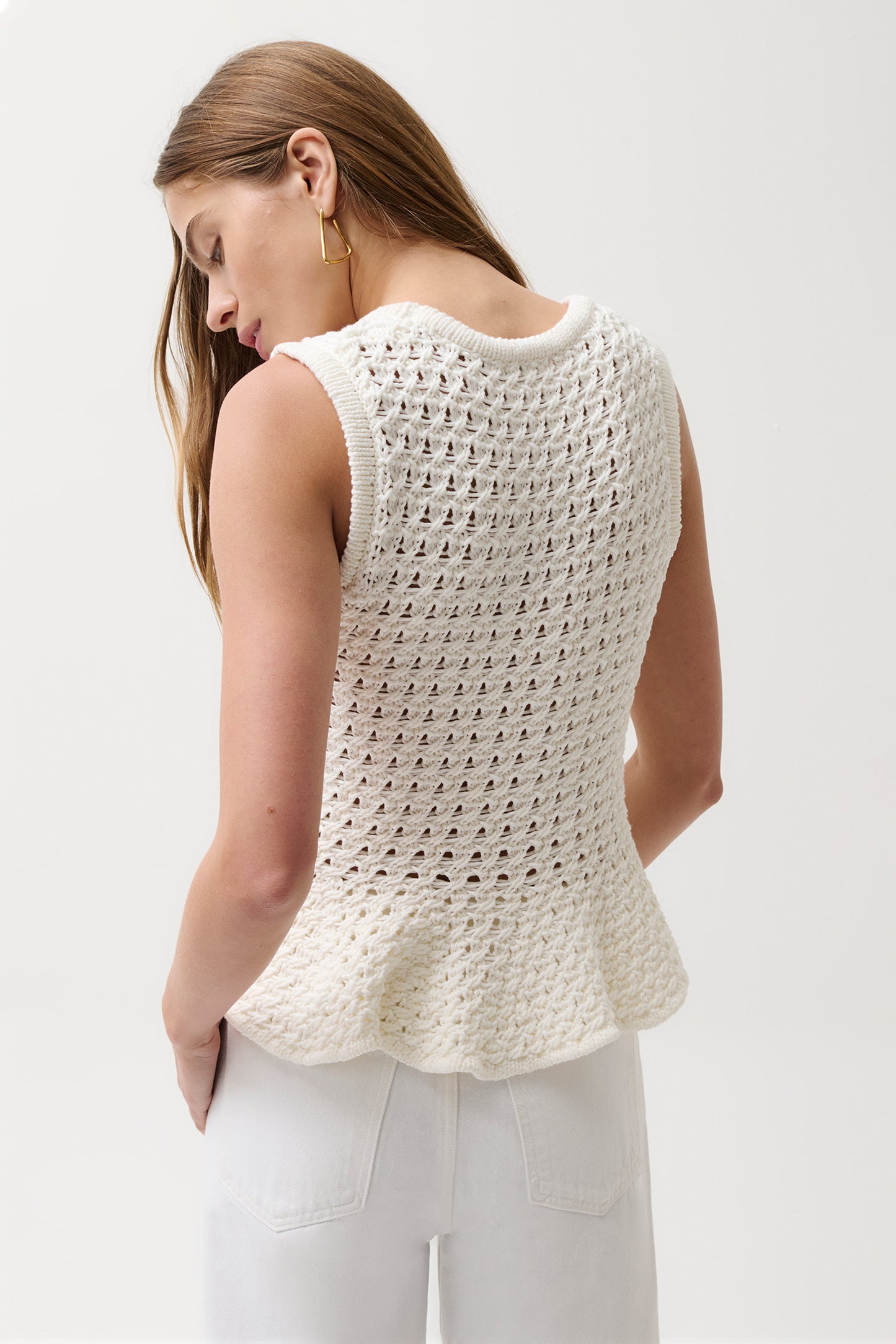 Anna Peplum Sweater - White