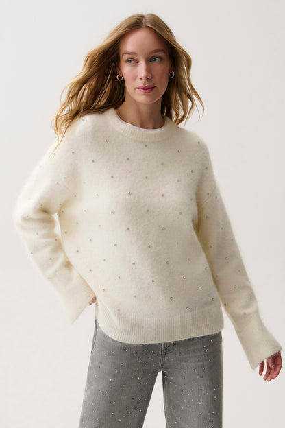 Luna Embellished Sweater - Winter White