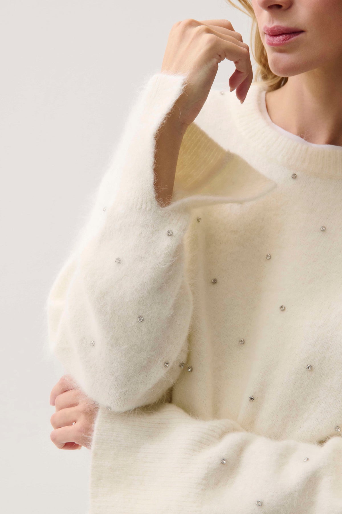 Luna Embellished Sweater - Winter White