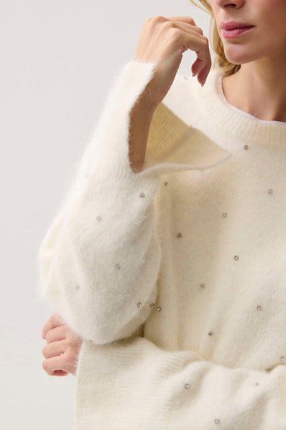 Luna Embellished Sweater - Winter White