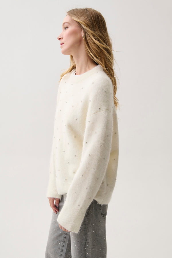 Luna Embellished Sweater - Winter White