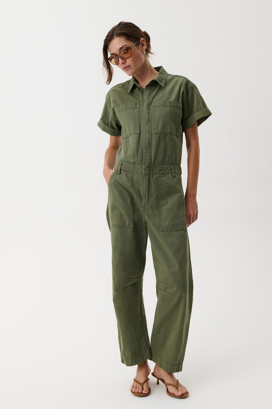 Cruz Short Sleeve Barrel Leg Jumpsuit – Meadow