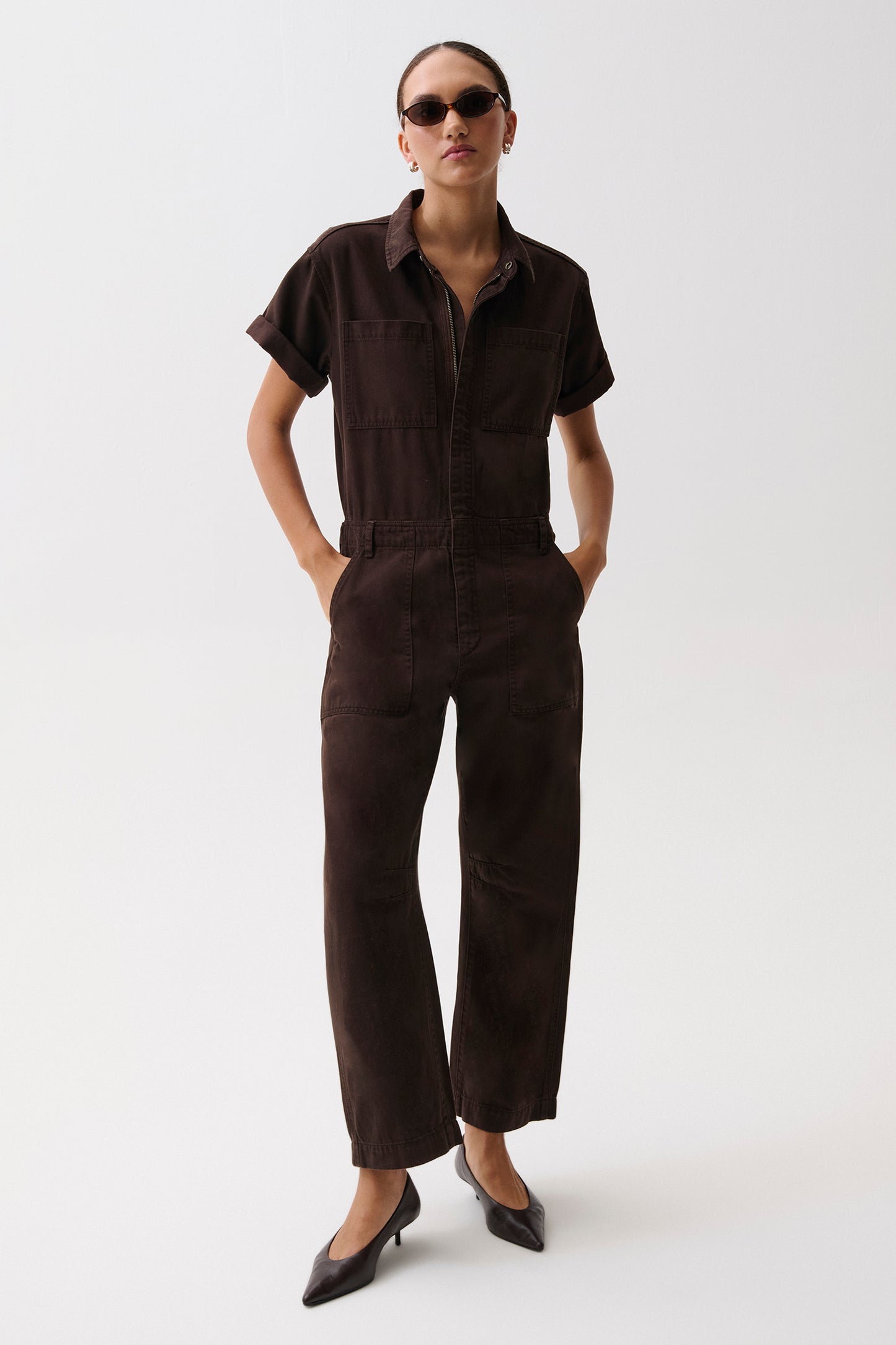 Cruz Barrel Leg Jumpsuit- Mocha