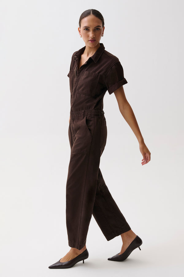 Cruz Barrel Leg Jumpsuit- Mocha