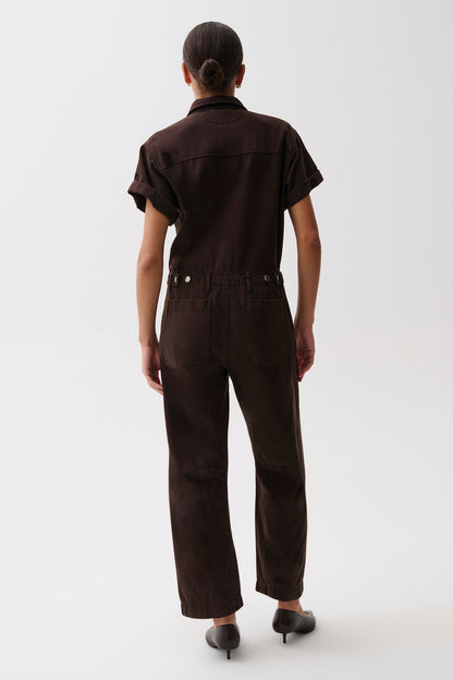Cruz Barrel Leg Jumpsuit- Mocha