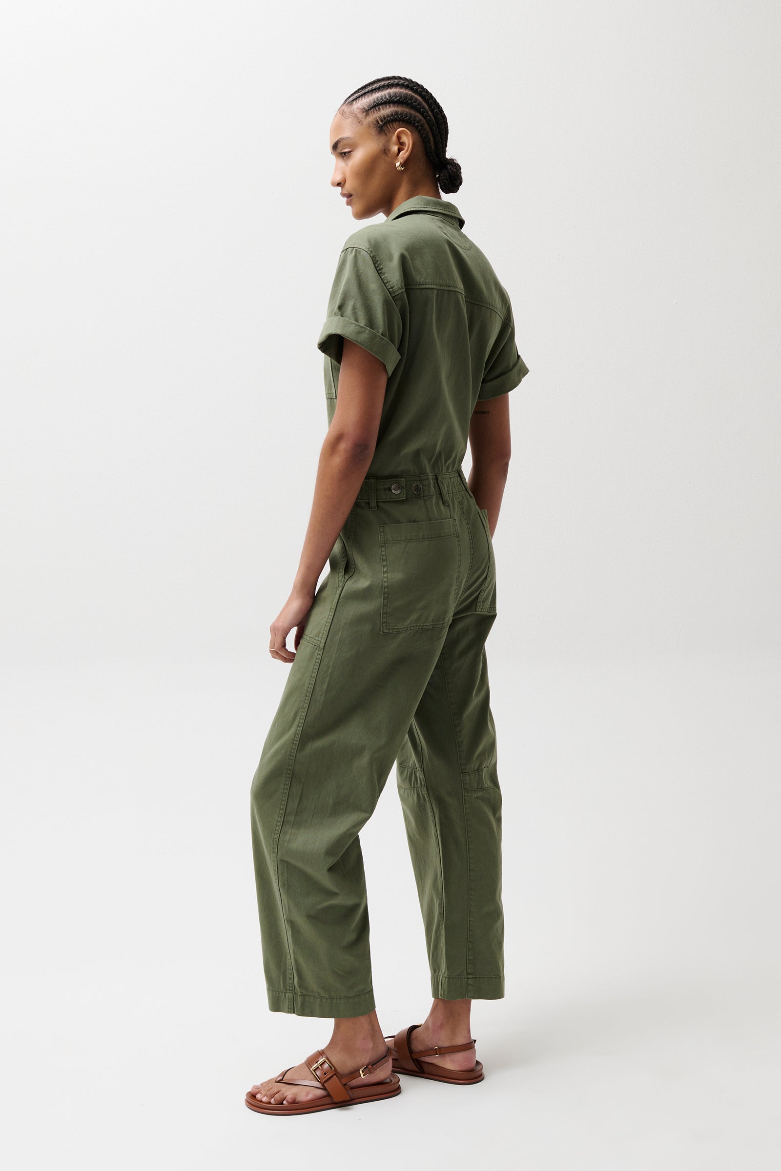 Cruz Short Sleeve Barrel Leg Jumpsuit – Meadow – Pistola Denim