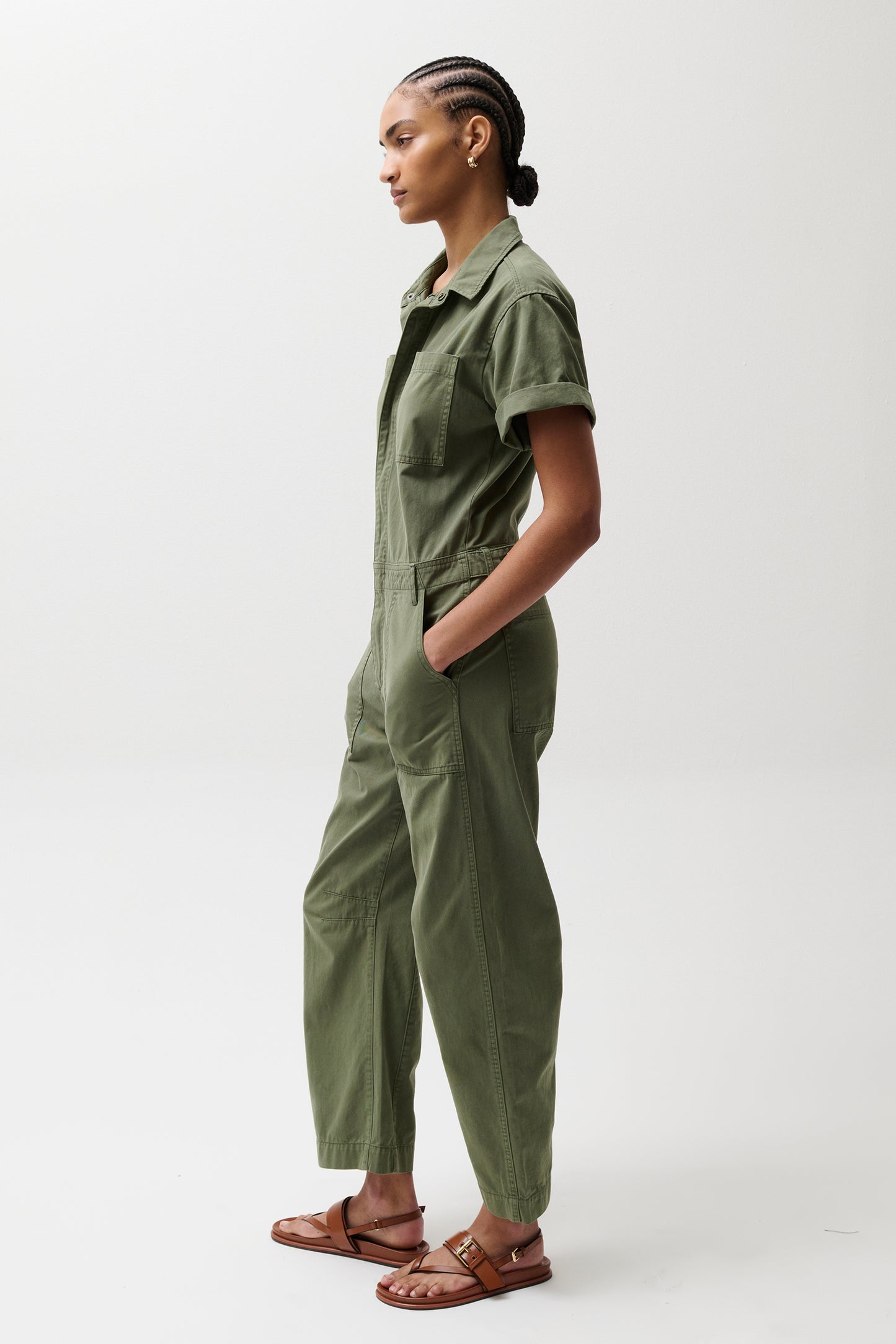 Cruz Short Sleeve Barrel Leg Jumpsuit – Meadow
