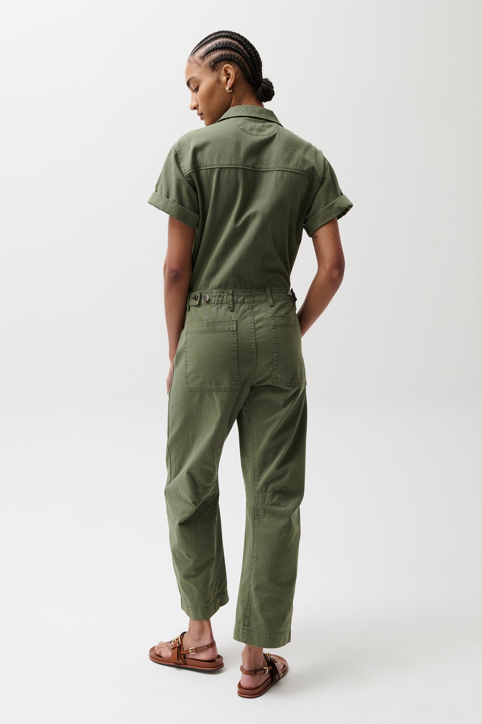 Cruz Short Sleeve Barrel Leg Jumpsuit – Meadow – Pistola Denim