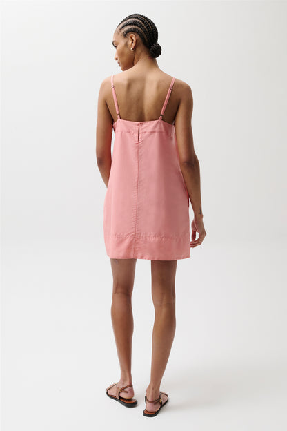 Misa Silk Blend Mini Dress - Coral Rose