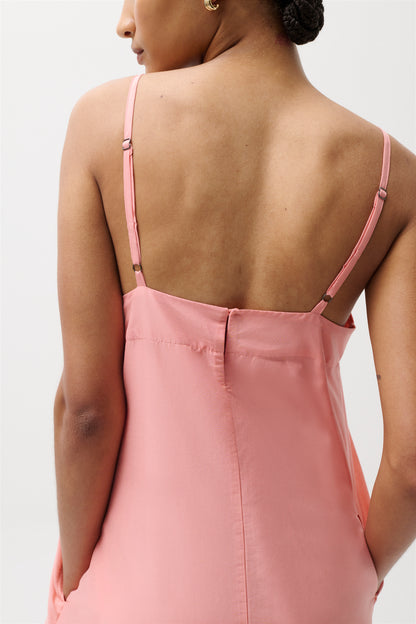 Misa Silk Blend Mini Dress - Coral Rose