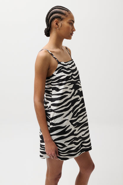 Misa Silk Blend Mini Dress - Zebra