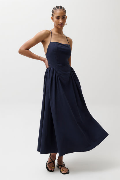 PISTOLA Sadee Open Back Dress in Navy