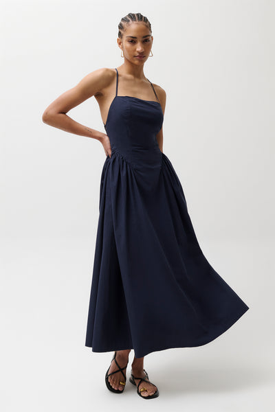 PISTOLA Sadee Open Back Dress in Navy