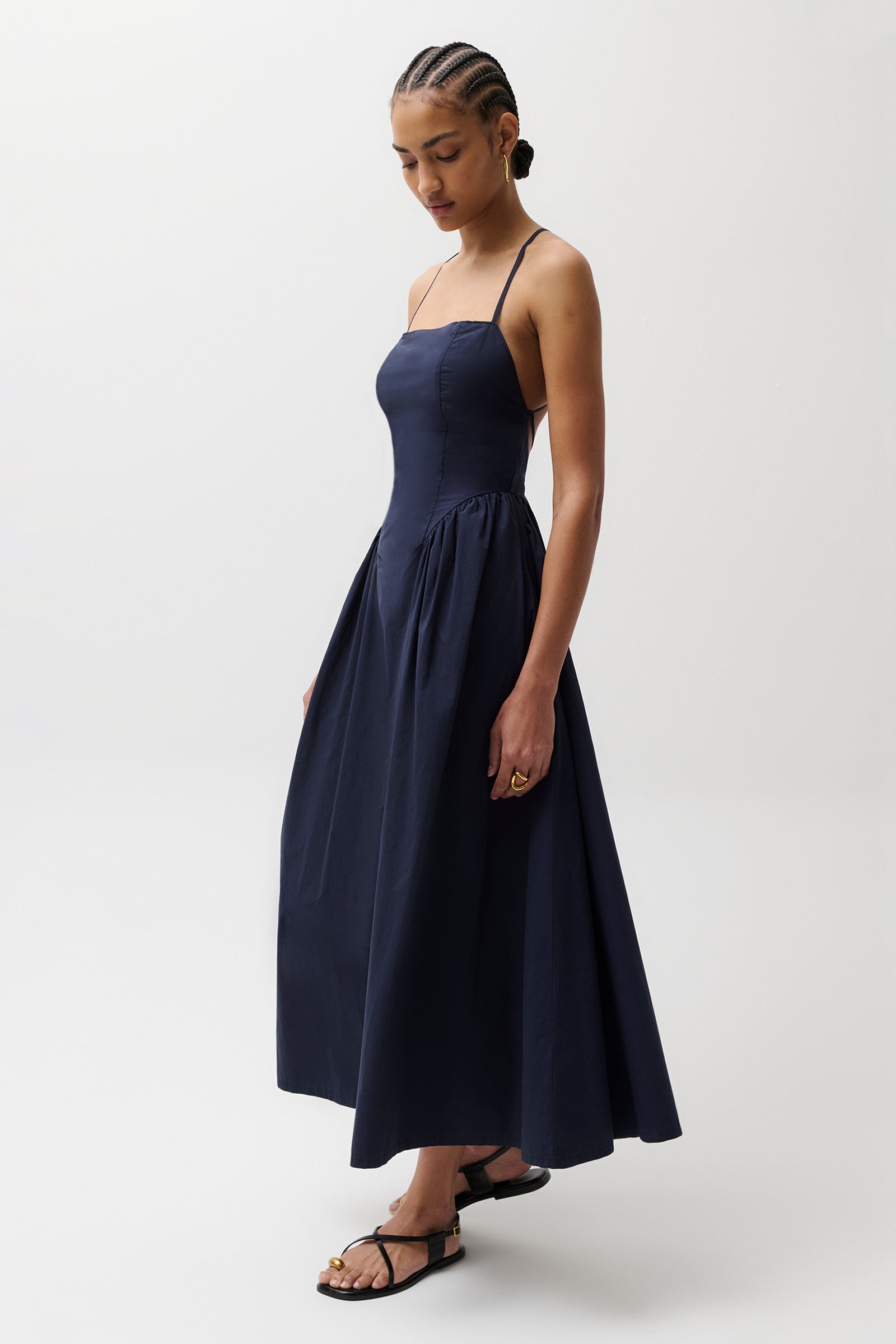 PISTOLA Sadee Open Back Dress in Navy