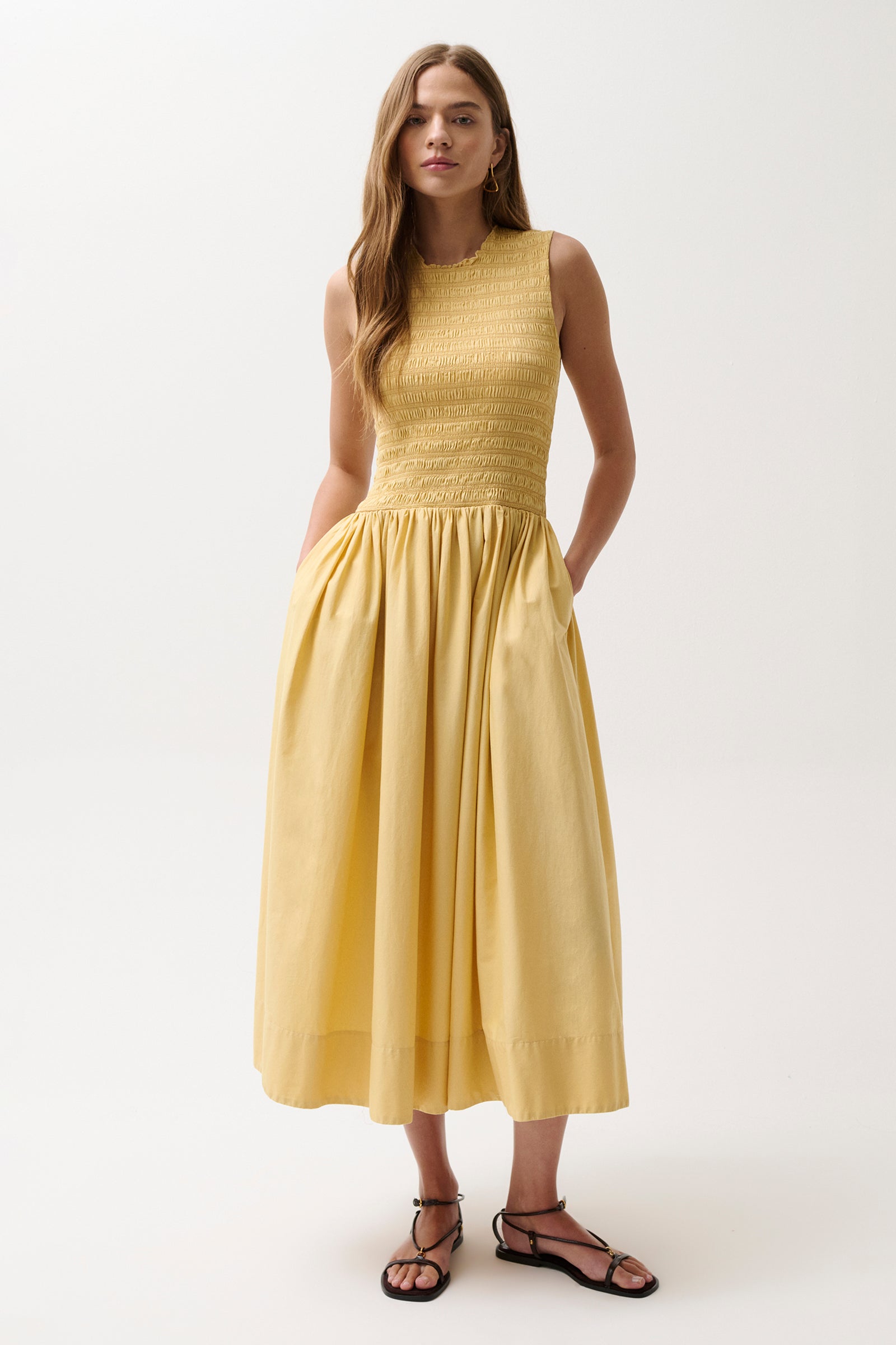 PISTOLA Gladys Smocked Bodice Dress in Yellow
