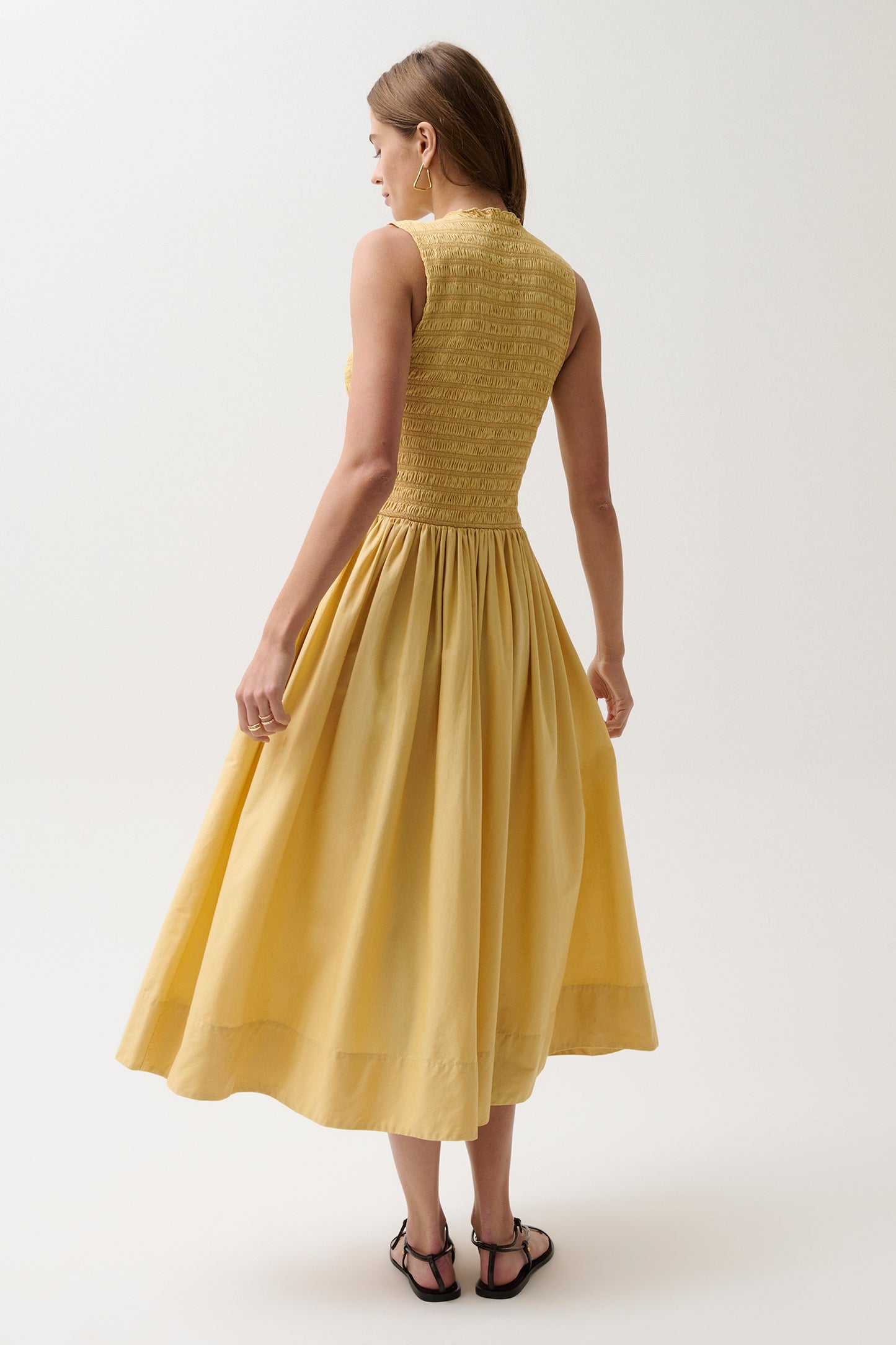 Gladys Smocked Bodice Dress - Light Turmeric
