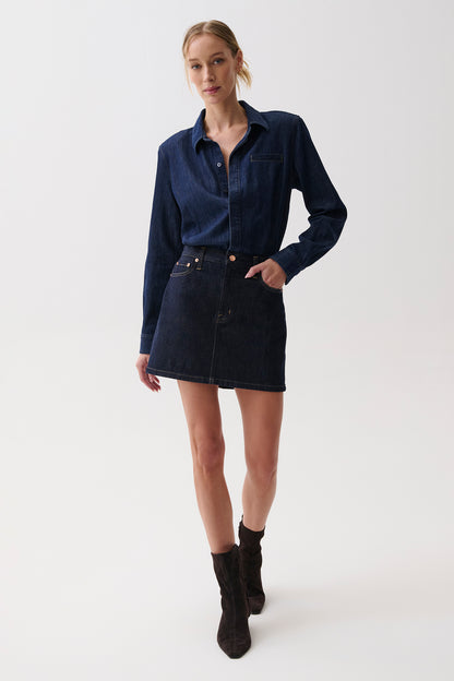 Pixie Mix Media Mini Dress - Celeste