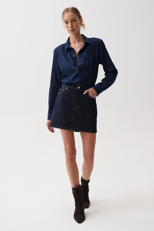 Pixie Mix Media Mini Dress - Celeste