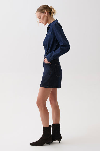 Pixie Mix Media Mini Dress - Celeste