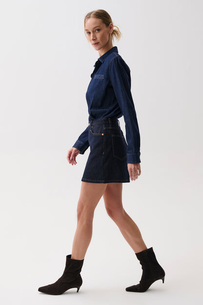 Pixie Mix Media Mini Dress - Celeste