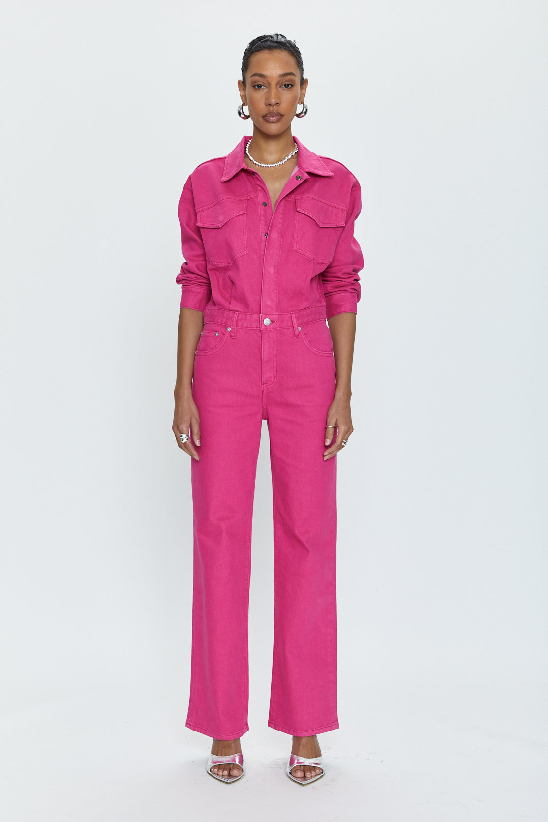Nikkie Long Sleeve Jumpsuit - Pink Garnet
