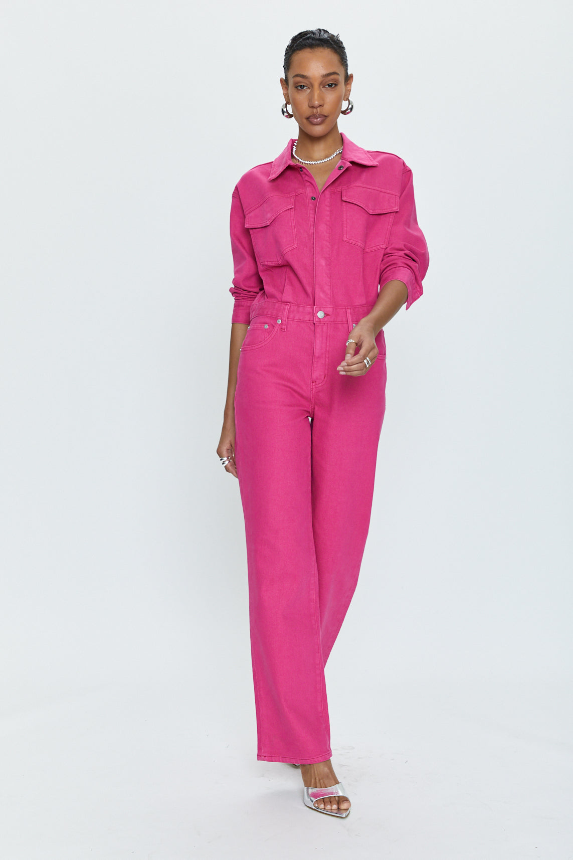Nikkie Long Sleeve Jumpsuit - Pink Garnet – Pistola Denim