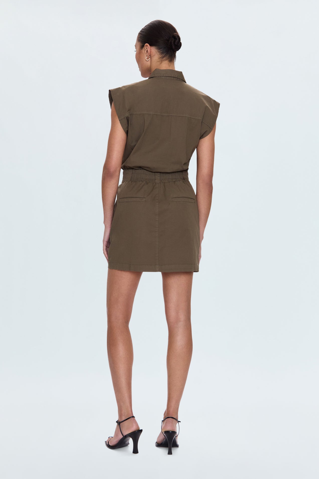 Rosie Mini Dress Smocked Waist Dress - Dark Olive