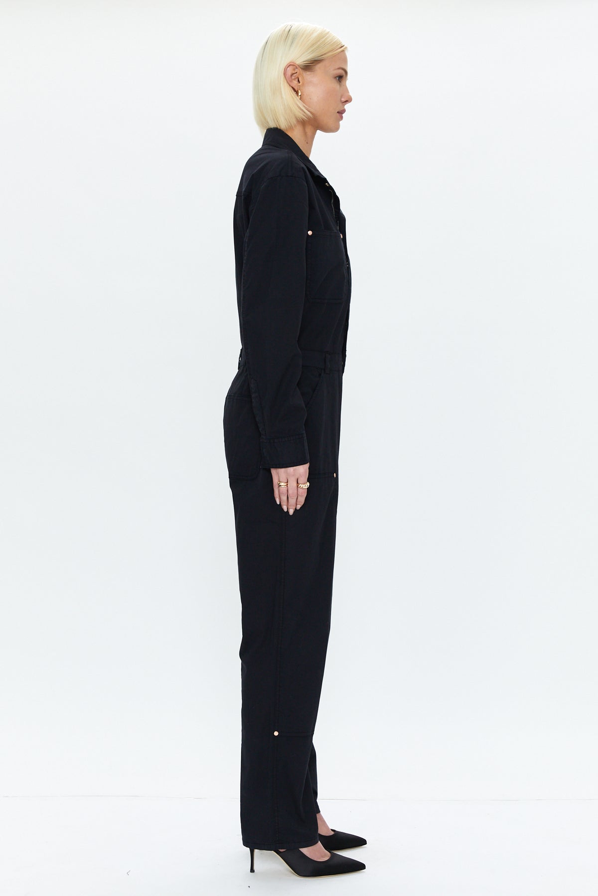 Abigail Long Sleeve Carpenter Jumpsuit - Black