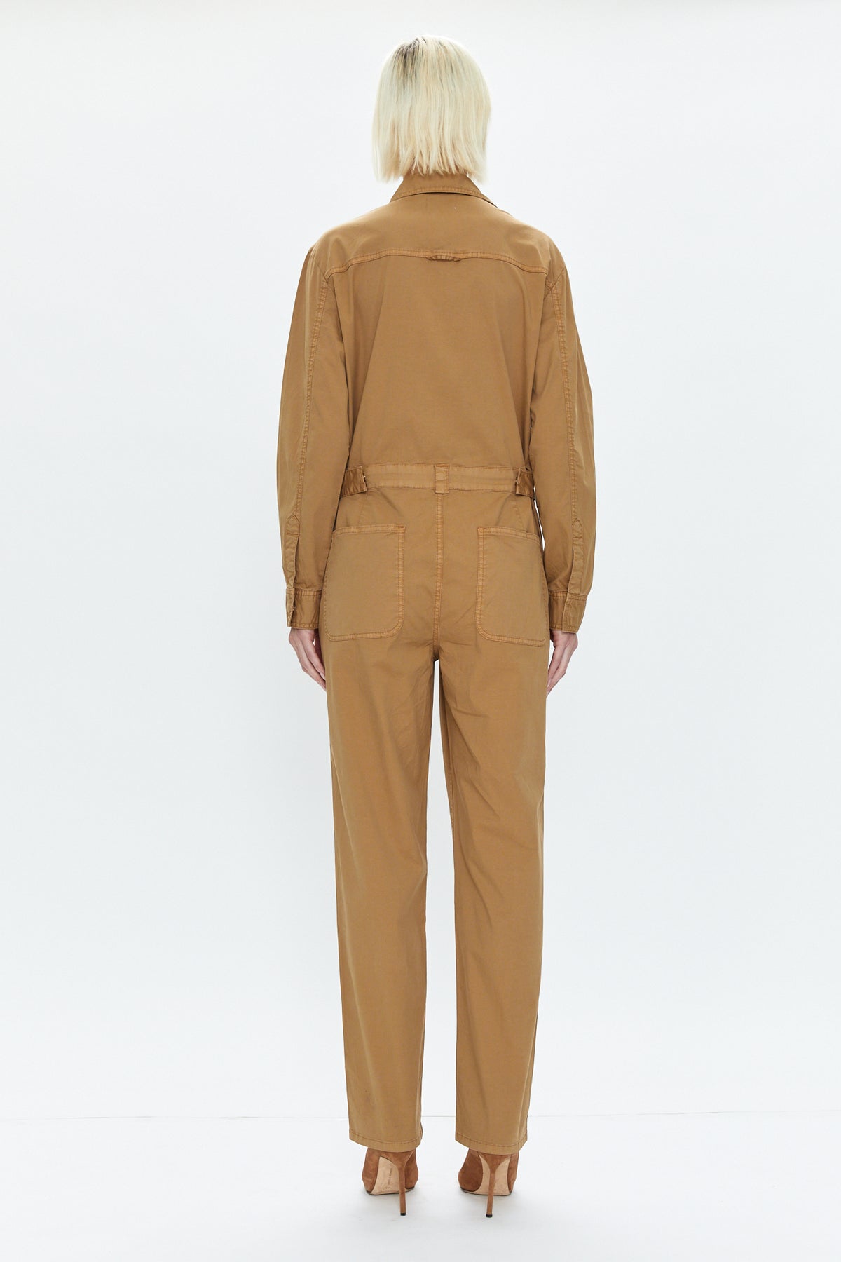 Abigail Long Sleeve Carpenter Jumpsuit - Toffee