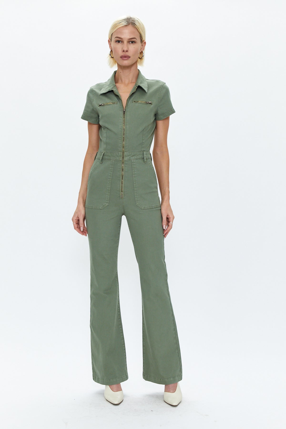 Martina Short Sleeve Flare Jumpsuit - Colonel