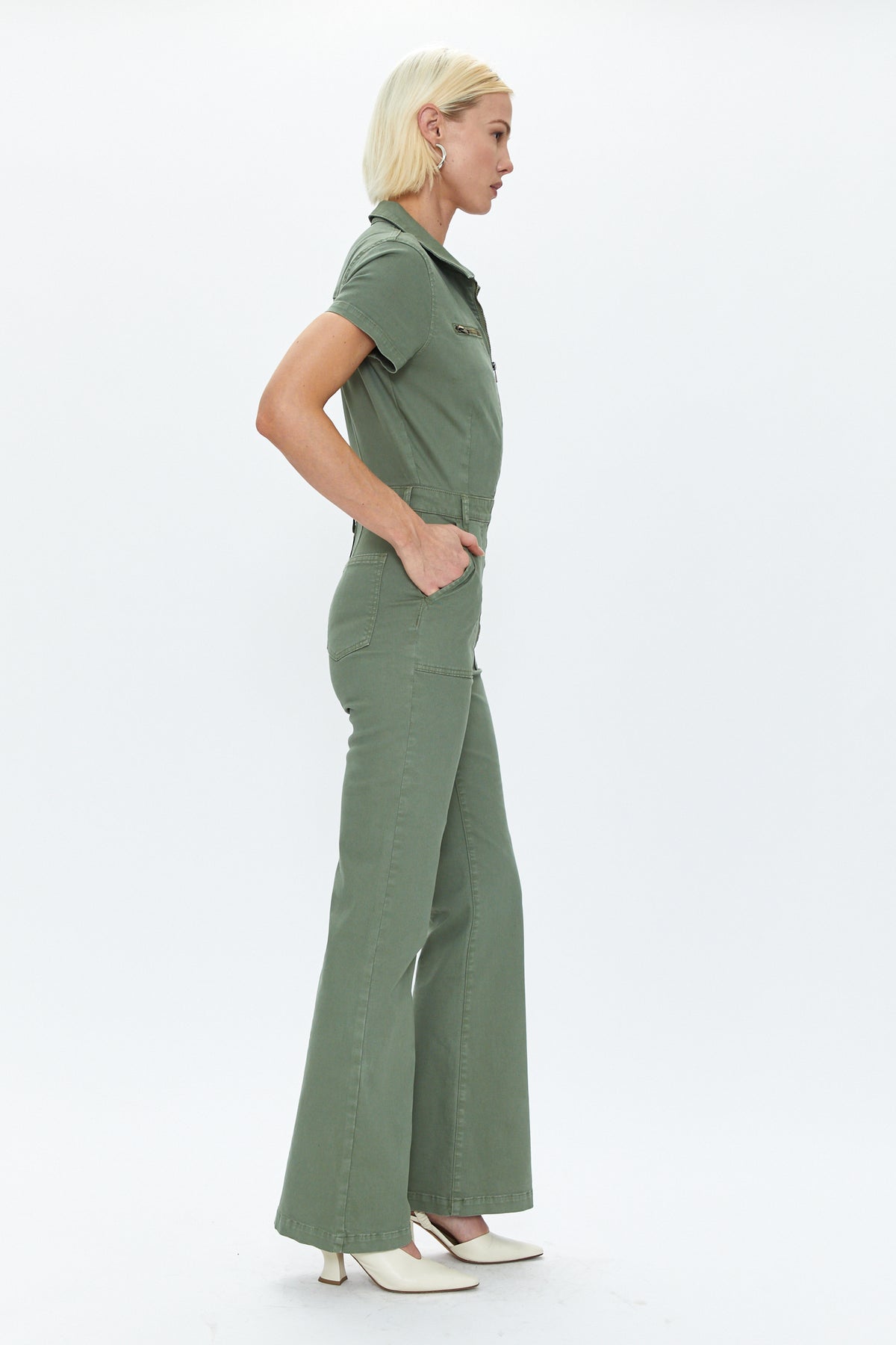 Martina Short Sleeve Flare Jumpsuit - Colonel