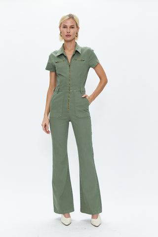Martina Short Sleeve Flare Jumpsuit - Colonel