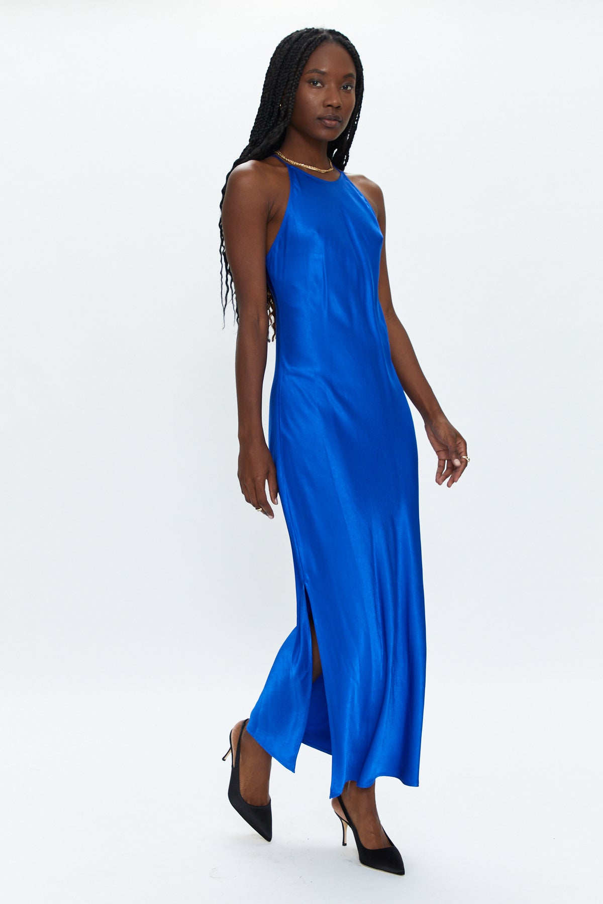 Kristi Halter Slip Dress - Cobalt