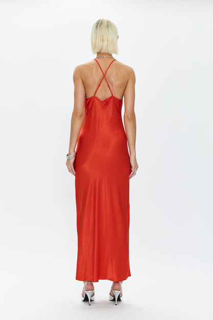 Kristi Halter Slip Dress - Poppy