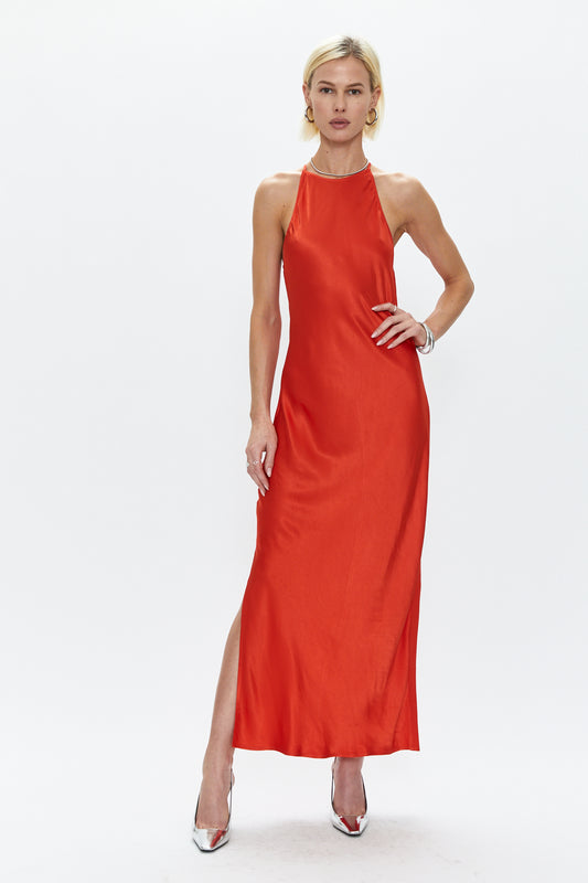 Kristi Halter Slip Dress - Poppy