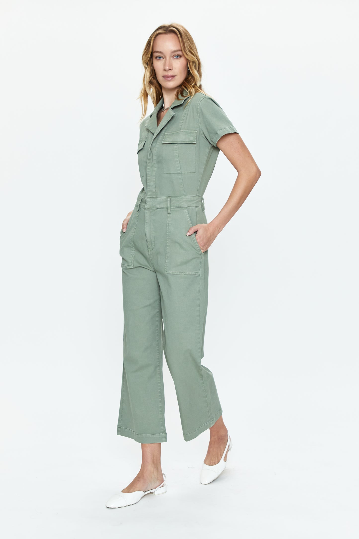 Makenna Utility Wide Leg Jumpsuit - Calvary Olive
