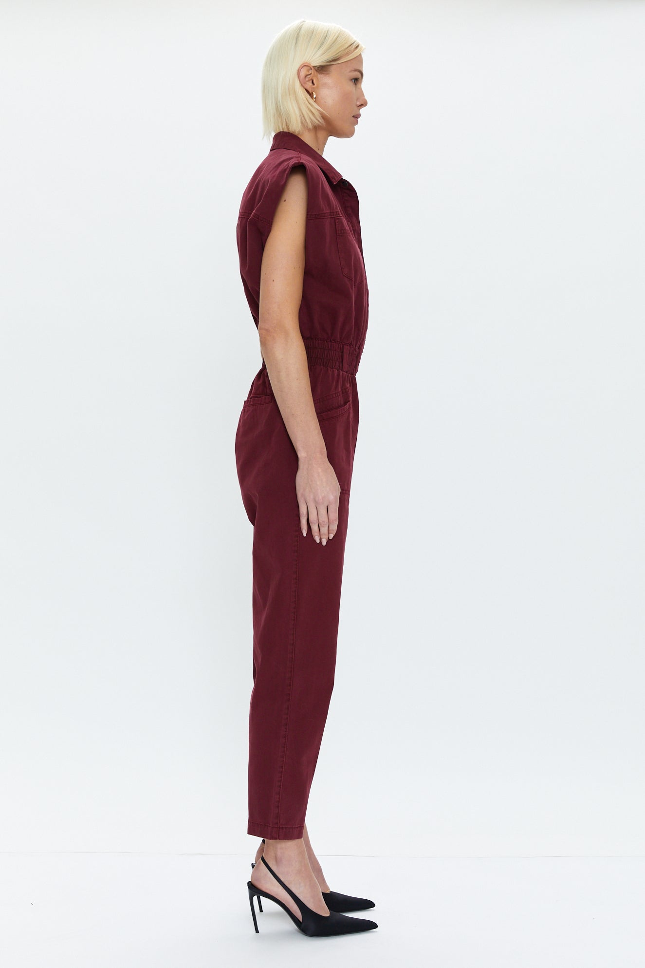 Rosie Smocked Waist Jumpsuit - Bordeaux