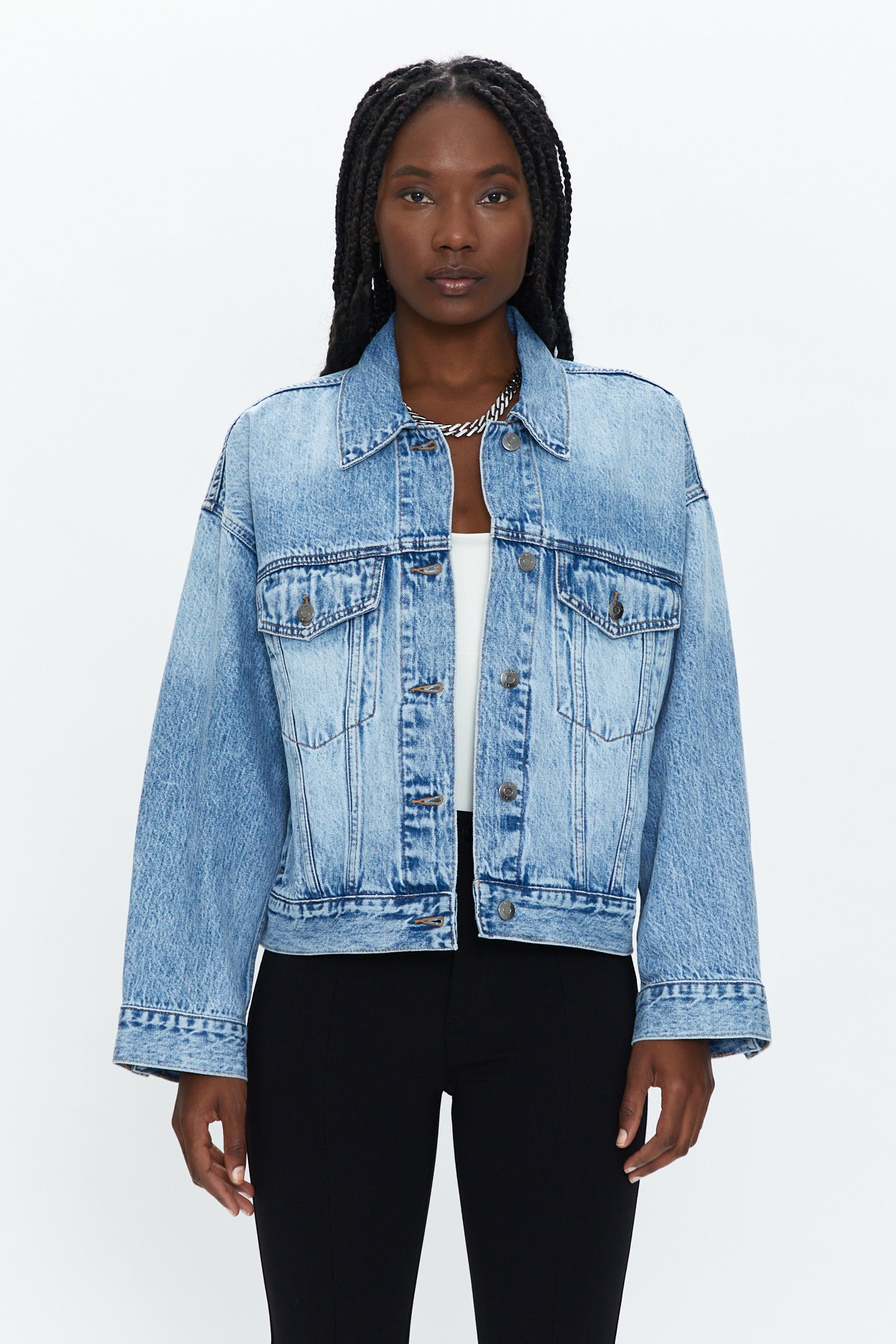Shades Of You Black Oversized Distressed Denim Jacket – Pink Lily