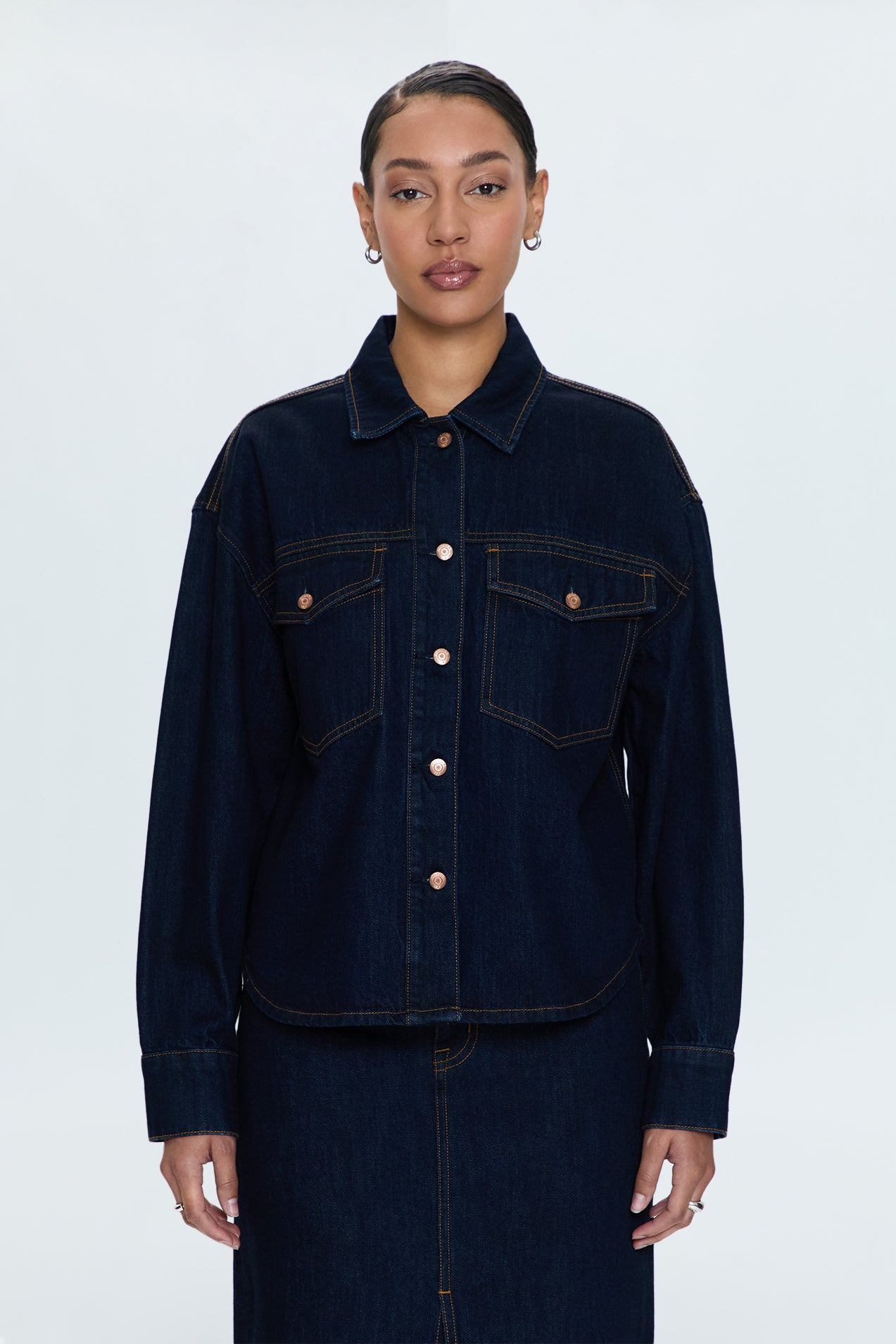 Pistola Mandy Denim Shacket - Countdown relaxed button front detail jeans