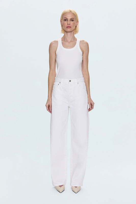Tate High Rise Bowed Wide Leg Jean - Paper White