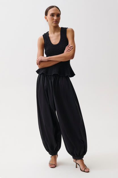 Liya Poplin Balloon Pant - Noir