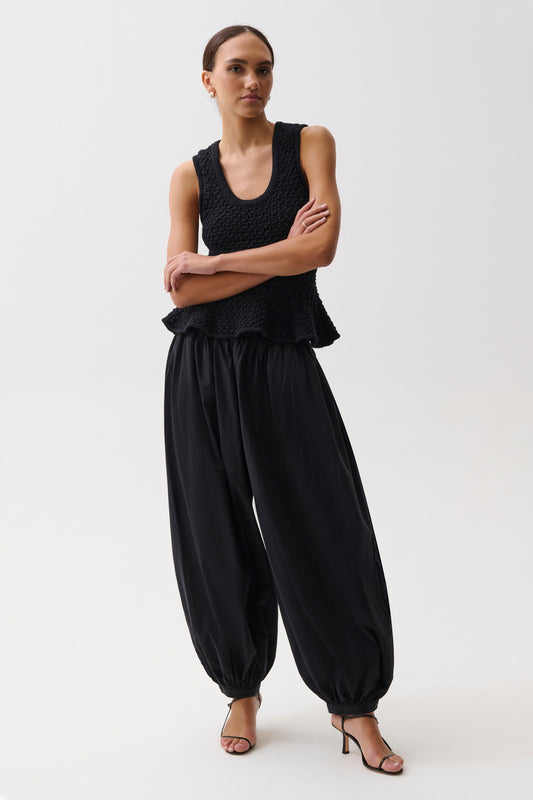 Liya Poplin Balloon Pant - Noir