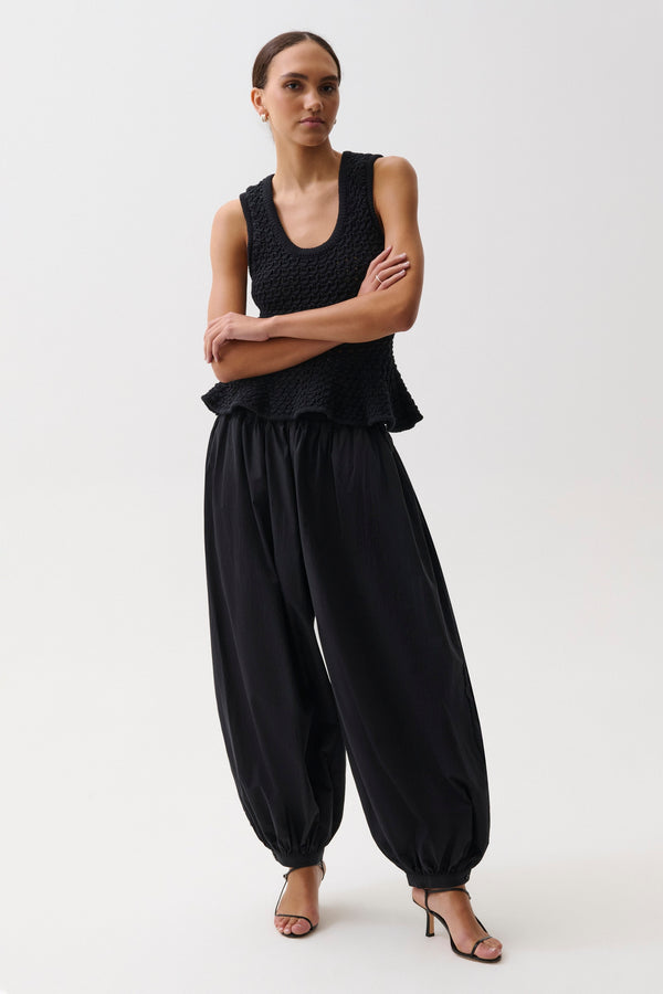 Liya Poplin Balloon Pant - Noir